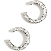 SHASHI Women's Micro Pave Ear Cuff Set of 2, Silver, One Size