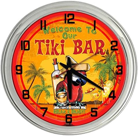 Tiki Bar Tequila Parrot Red Neon clock from Redeye Laserworks