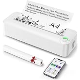 Relassy Portable Wireless Thermal Printer, Inkless A4 Printer for Travel