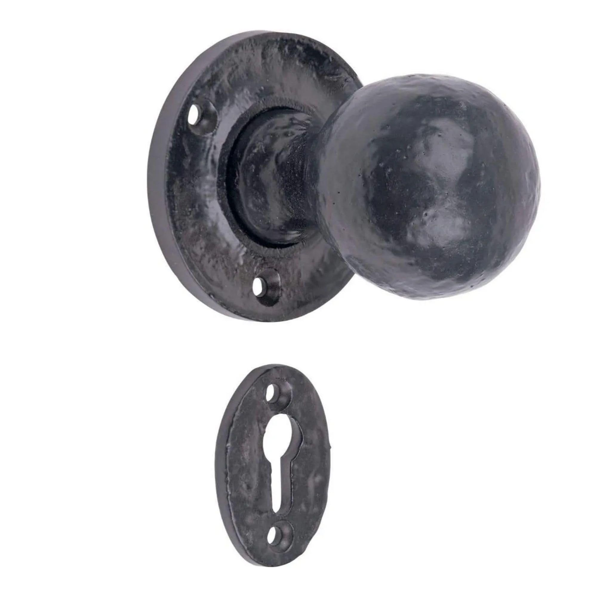 Designer Levers - Shropshire Round Door Knob - Antique Brass - 1 Pair - Fixings Included - 50mm Diameter - Interior/Exterior Use