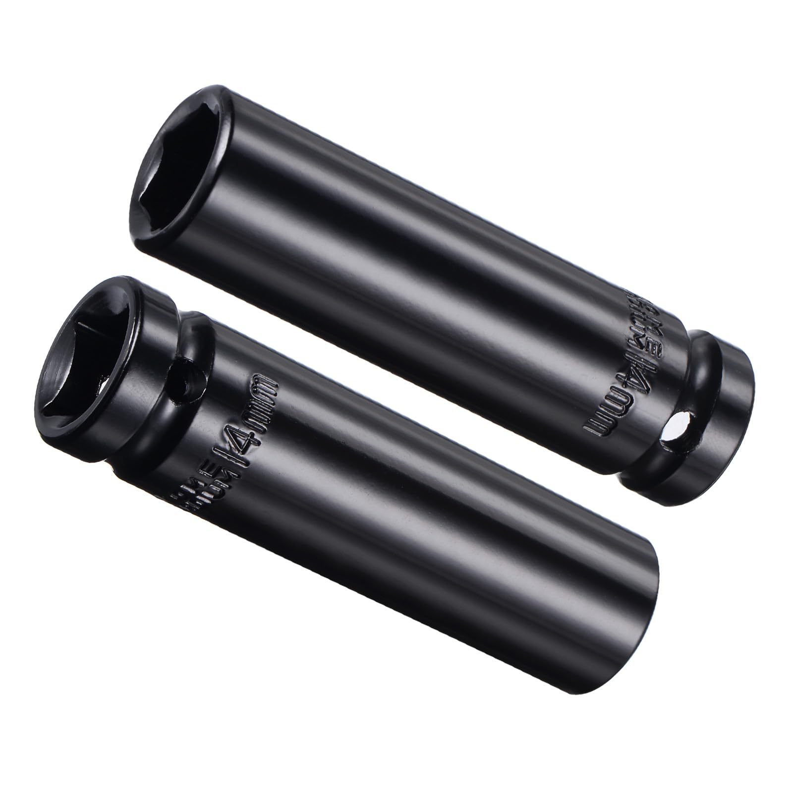 CoCud Deep Impact Socket, 1/2" Drive 14mm Socket, CR-V Steel Rounded Corner Design 6-Point Deep Impact Socket - (Applications: for Screw Installation and Removal), 2-Pieces