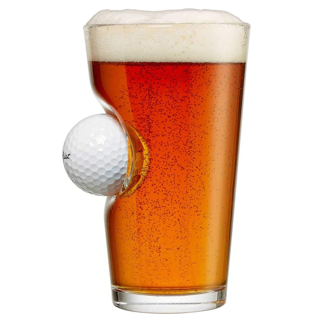 BenShot Pint Glass with Real Golf Ball