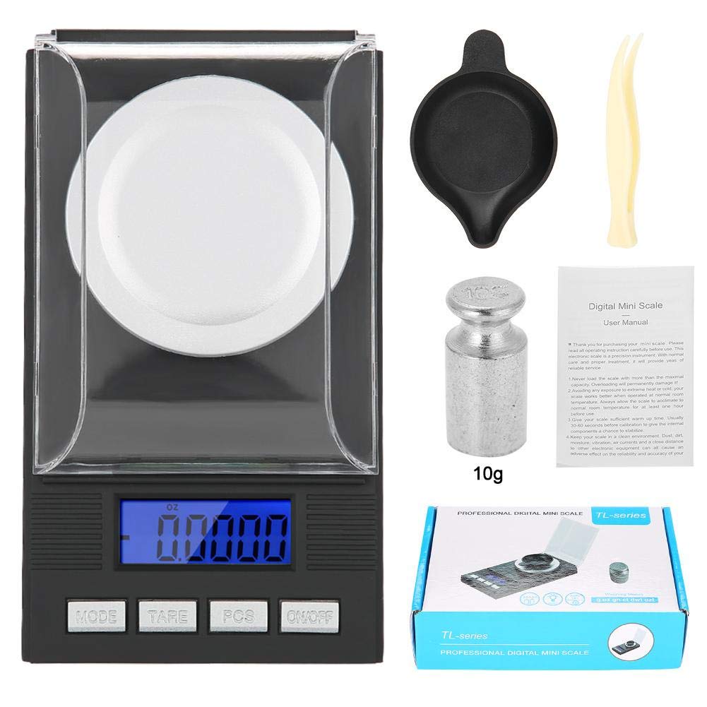 Mini Digital Pocket Gram Scale Portable High Precision 0.001g Jewelry Weight Electronic Balance Scale Portable Kitchen Scale with LED Digital Display(10g)