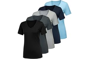CE' CERDR 5/7 Pack Workout Shirts for Women, Moisture Wicking Quick Dry Active Athletic Women's Gym Performance T Shirts