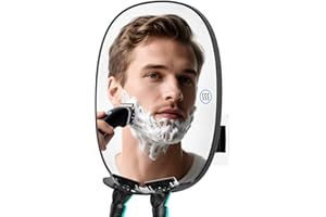 COSMIRROR Heated Shower Mirror Fogless for Shaving, Fog Free Shaving Mirror with 2 Razor Holders, Rechargeable No Fog Mirror for Shower, 360° Adhesive Mounted Steam Free Shower Mirror