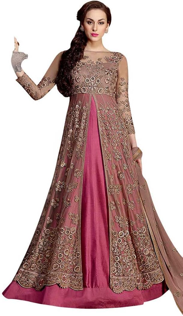 magenta anarkali suit