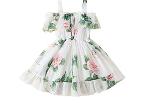 VINUOKER Toddler Baby Girls Summer Dress Chiffon Princess Tutu Dress Floral Beachwear Suspender Sundress Skirt Little Girl Clothes