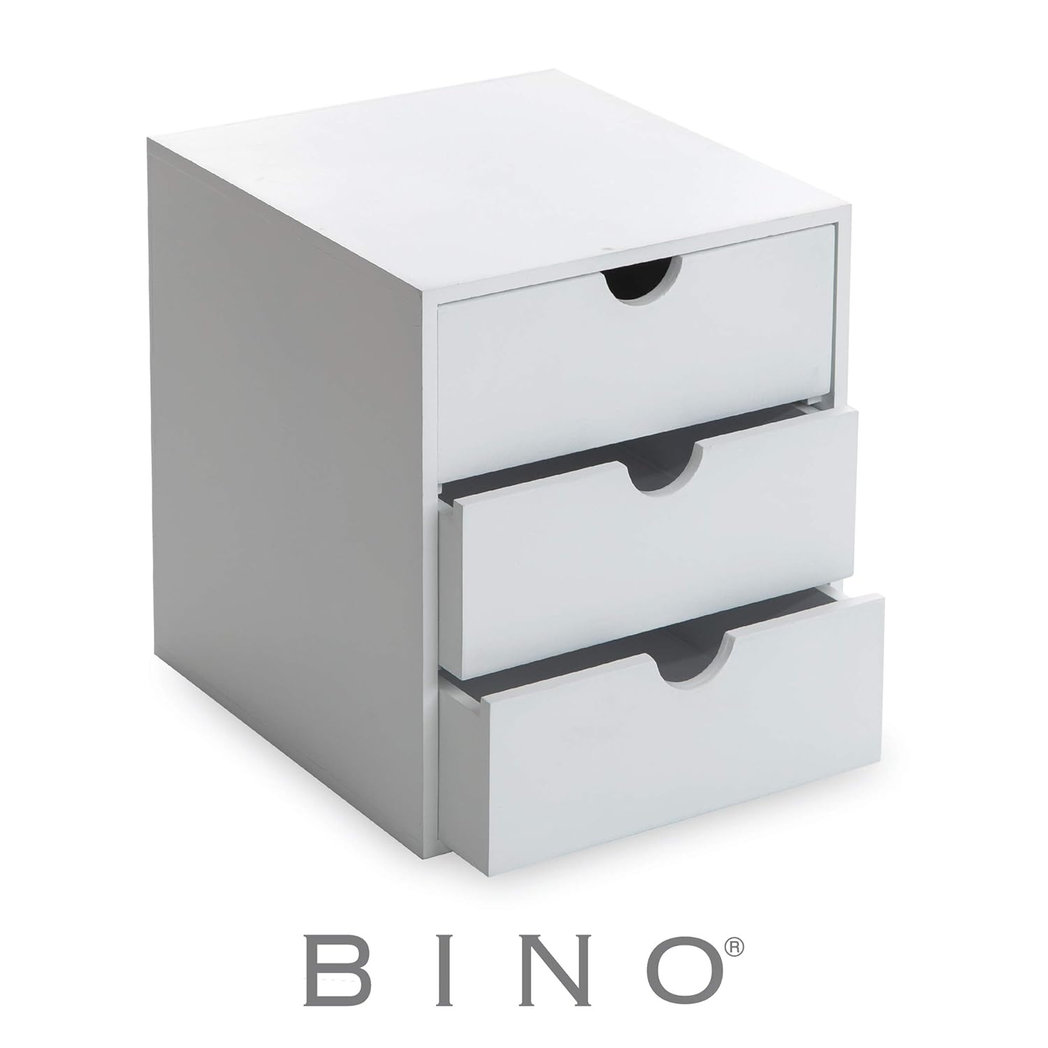 BINO 3 Drawer Wooden Table Top Organizer, White - Great for Desk, Vanity, Tabletop in Home or Office