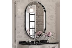 Brightify Black Oval Mirror for Wall 24x36 Inch, Bathroom Vanity Mirrors Black Metal Framed, Modern Mirror for Bedroom Living Room Wall Decor Hang Vertical and Horizontal
