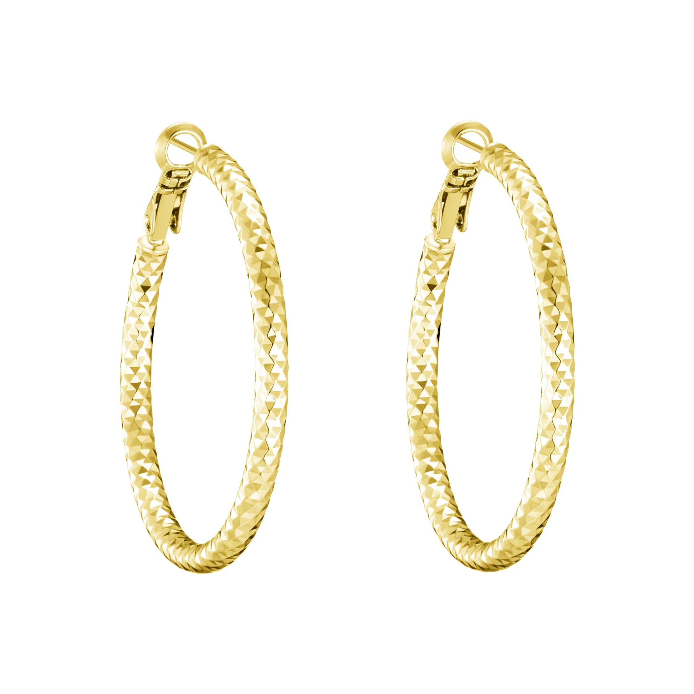 Philip Jones 18k Gold Plated 40mm Diamond Cut Hoop Earrings