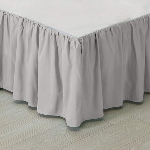 Buy Kokolife Ruffled Solid Bed Skirts Wrap Around With Platform Gathered Style 3 Sides Coverage Light Grey Queen Online At Low Prices In India Amazon In