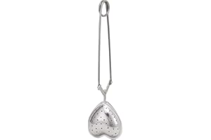 HIC KITCHEN HIC Long Handled Snap Tea Infuser, Heart, 18/8 Stainless Steel Mesh, 1.75-Inch