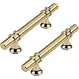 Leulan 5 Pack Kitchen Cabinet Handles Gold Cabinet Pulls 3 Inch Brushed Gold Drawer Pulls for Dresser Bathroom Modern Kitchen Hardware for Closet and Cupboard, Zinc Alloy Base