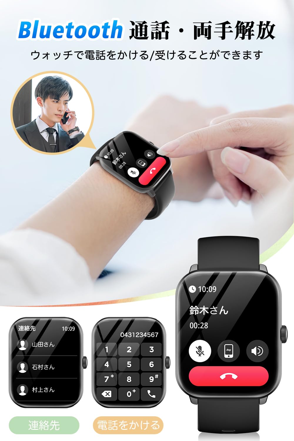 Smart Watch (2025 Industry Masterpiece) Compatible with iPhones, Android Compatible, Latest Bluetooth 5.4 Call Function, Music Playback, Large 1.9 Inch Screen, Activity Meter, Wristwatch, 100 Exercise
