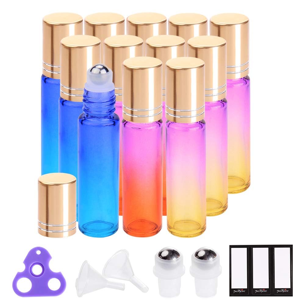 PrettyCare 12 Pack, 10 ml Essential Oil Roller