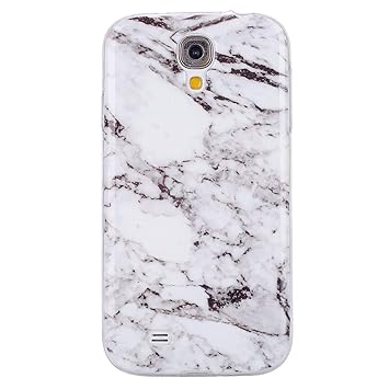 Felfy Kompatibel mit Hülle Samsung Galaxy S4 Handyhülle Marmor Silikon Bumper Handytasche Flexible Schutzhülle Zurück Marmor Muster Serie Linien Soft Back Cover Case Weiß,EINWEG Verpackung