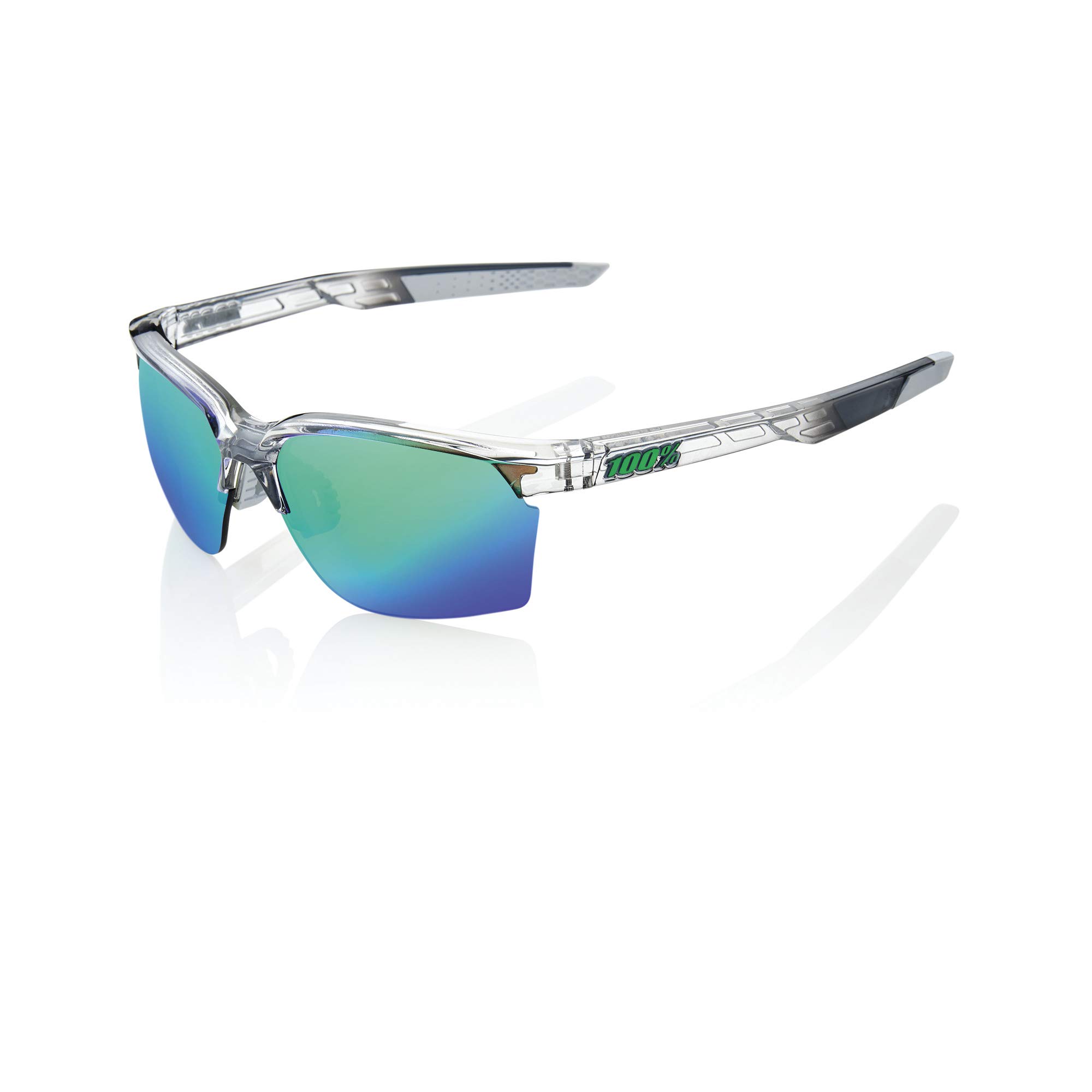 100 Percent Unisex Sports Coupe-Polished Translucent Crystal Grey-Green Multilayer Mirror Lens Sunglasses, Transparent, One Size