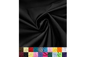 Barcelonetta | Poly Cotton Fabric for Sewing | Broadcloth Fabric | by The Yard | 60" Wide Roll | Lightweight, Breathable | Lining, Home Textile, Skirts, Tote Bags (Black, 2 Yard)