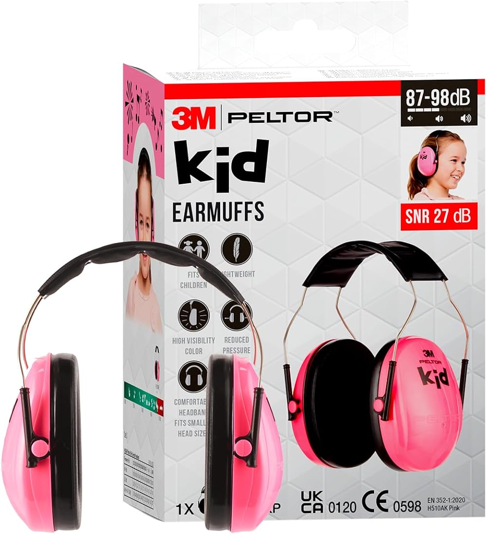 3M Peltor Kid Ear Defenders Neon Pink 27dB Child Hearing Protection