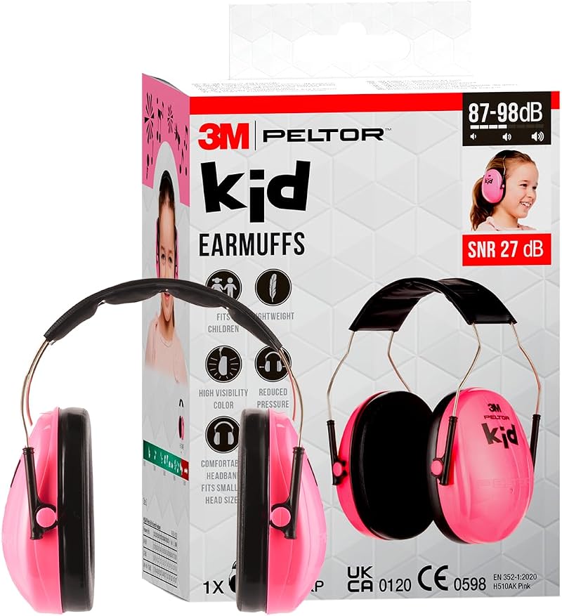 3M Peltor Kid Ear Defenders Neon Pink 27dB Child Hearing Protection