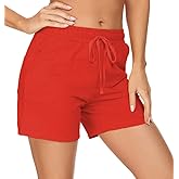 Tandisk Women's 5" Casual Jersey Cotton Shorts Lounge Yoga Pajama Walking Shorts with Pockets Activewear