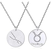 ChicSilver 925 Sterling Silver 12 Constellation Necklace Round Astrology Horoscope Zodiac Sign Pendant Necklace, Silver/Gold Plated