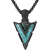 Suiknsn Arrowhead Necklace for Men Women 925 Sterling Silver Turquoise Malachite Celtic/Eye of Horus/Viking Arrow Pendant Amulet Jewelry Gifts Native American Necklace