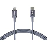 Amazon Basics Nylon Braided USB-C to Lightning Cable, MFi Certified Charger for iPhone 11 Pro/11 Pro Max - Dark Gray, 6-Foot