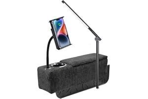 ARMRESTO Multifunctional Sofa Armrest, Couch Armrest with Wireless Charge Stand, Removable Couch Caddy with Storage,Including LED Reading Light, Midnight
