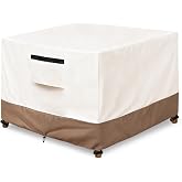 SoloToo Square Outdoor Table Cover Waterproof, 48" W x 48" D x 28" H | Heavy Duty Patio Furniture Covers, Durable Fabric Shields Against Rain, Dust and Sun, Designed for Square Tables, Beige