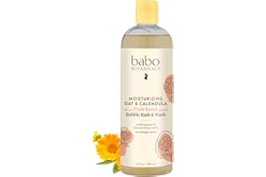 Babo Botanicals Moisturizing Oat & Calendula 2-in-1 Bubble Bath & Wash – Lightly Scented Gentle Cleanser for Dry or Sensitive Skin – Safe for Baby, Toddler, Kids & Family – Vegan – 1 or 2 Pack