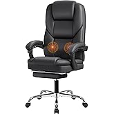 Furmax Executive Office Chair with Foot Rest Big and Tall Office Chair Ergonomic Home Office Desk Chairs Reclining High Back Leather Chair with Lumbar Support, 400LBS (Black)