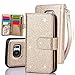 Galaxy S7 Case, TabPow 10 Card Slot - [ID Slot] Wallet Folio PU Leather Case Cover with Detachable Magnetic Hard Case for Samsung Galaxy S7 Case, Glitter Gold