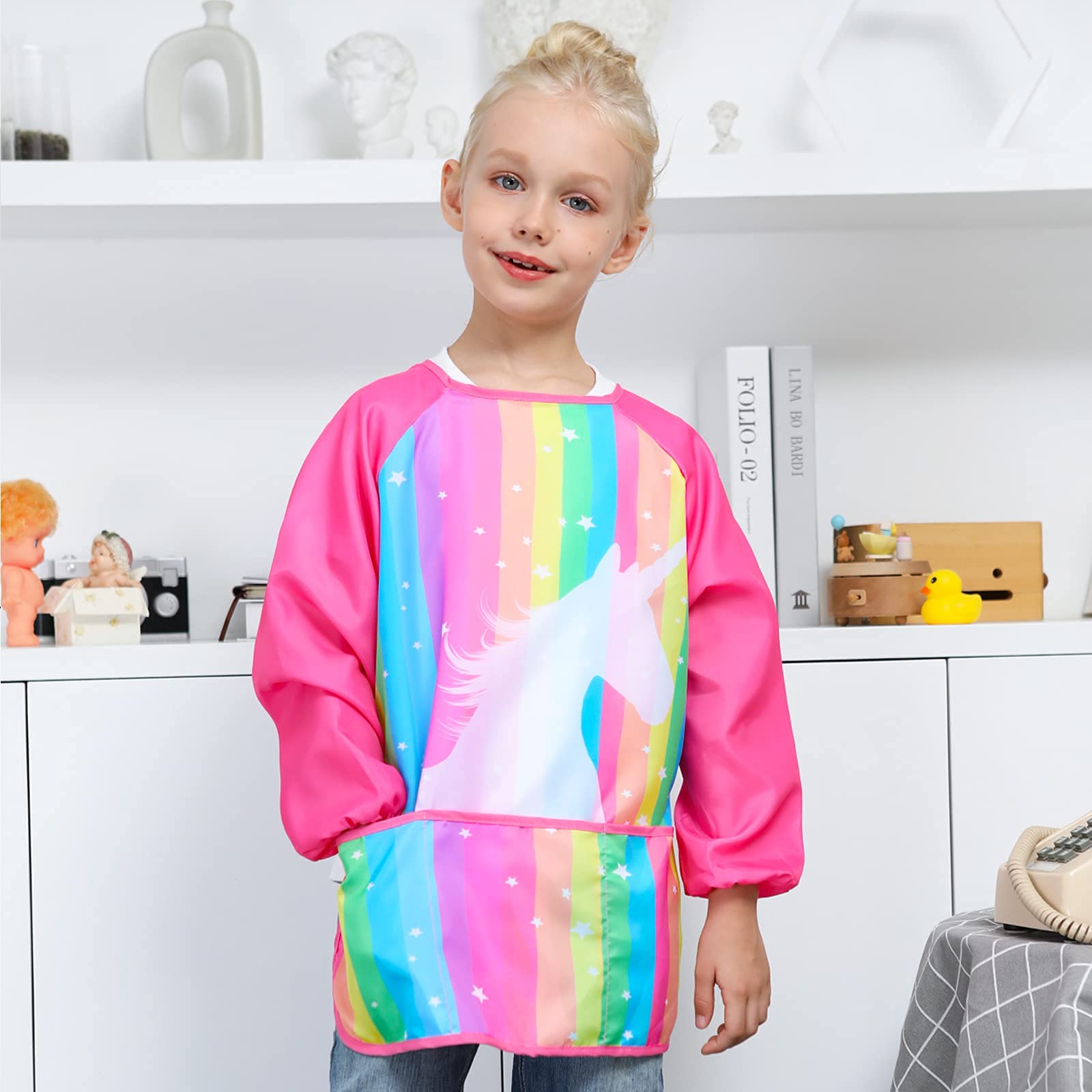 Sylfairy Art Smock for Kids Waterproof Artist Painting Smocks Toddler Painting Apron