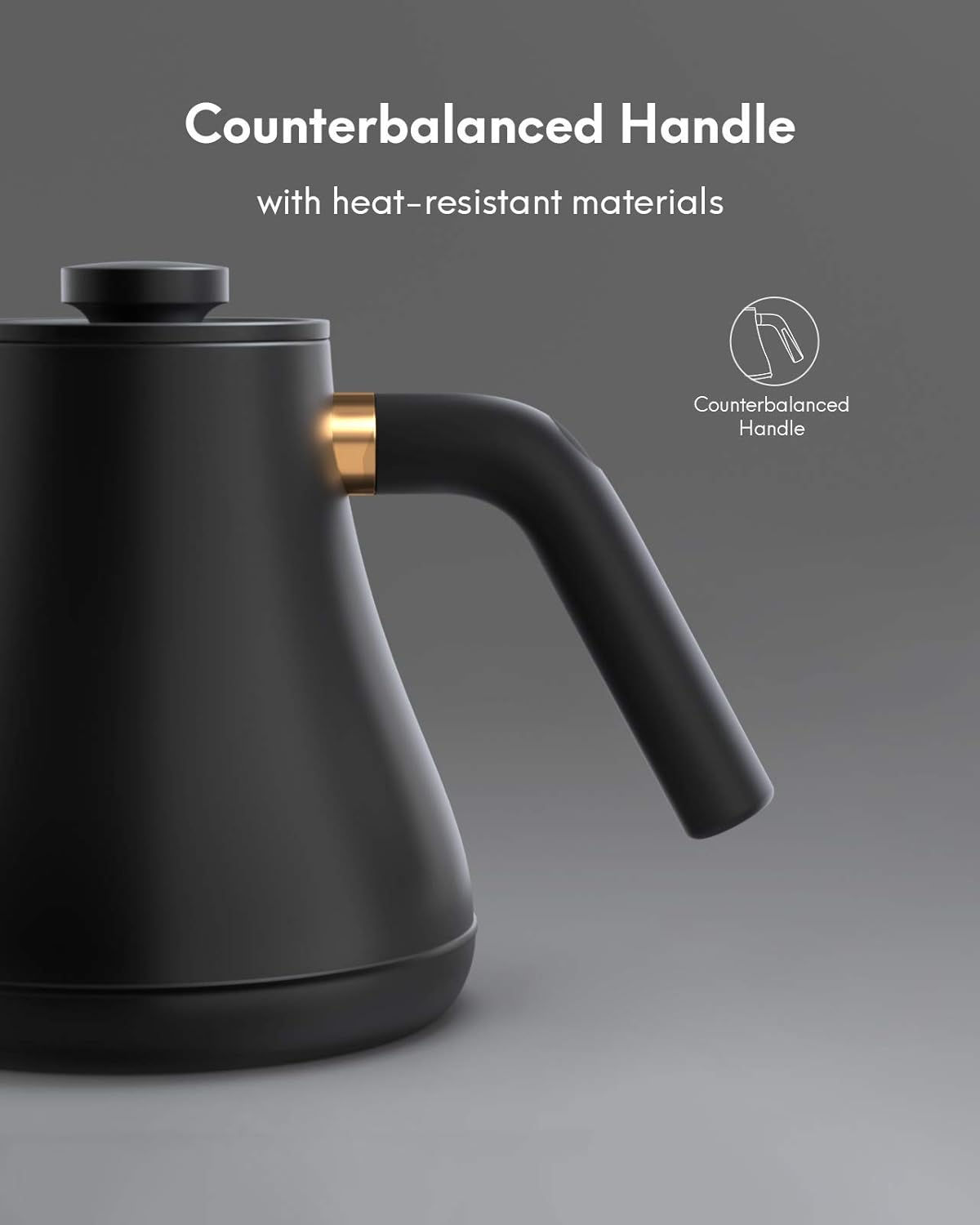Willsence Electric Gooseneck Kettle Temperature Control, Pour Over Kettle for Coffee and Tea, 100% Stainless Steel Inner Lid and Bottom, 1200W Rapid Heating, 0.8L, Built-in Stopwatch, Matte Black: Kitchen & Dining