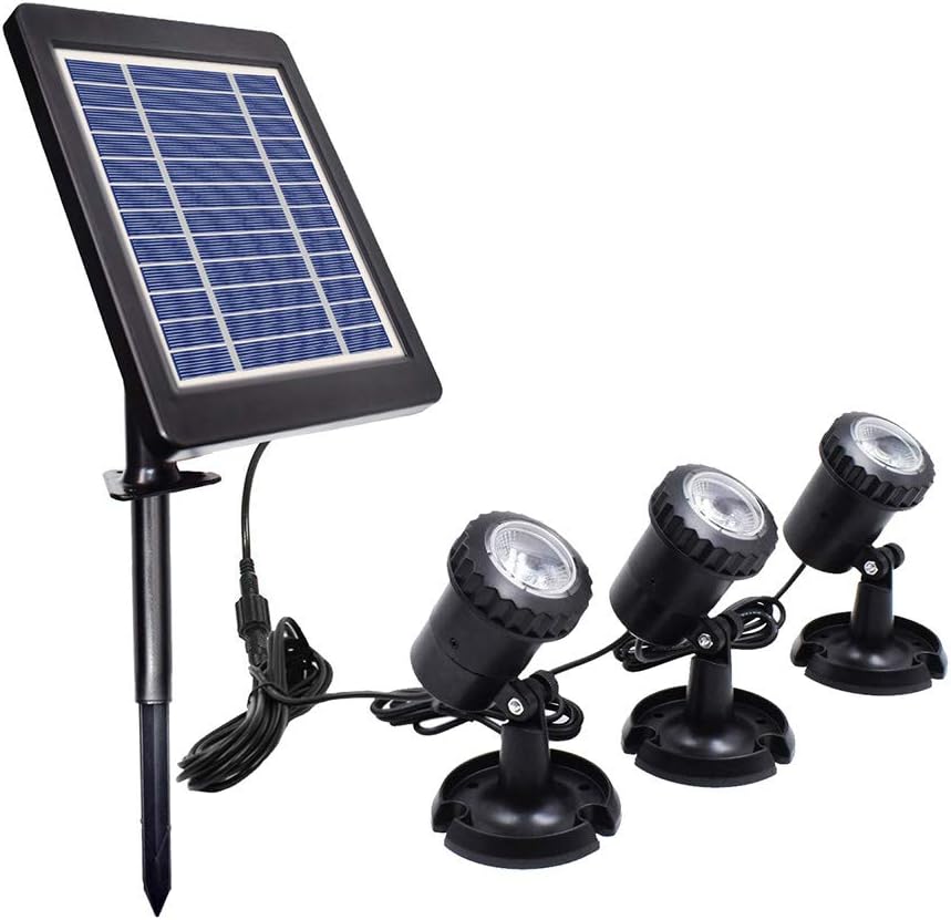 Solar Pond Lights Outdoor Spotlight Underwater Spotlights LED Submersible Lamp with 2 Modes for Pool Pond, Garden, Yard