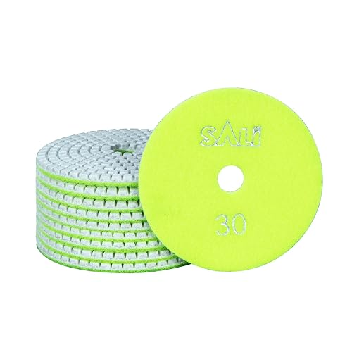 Sali 10-Pack 4-Inch Diamond Polishing Pads - 50 Grit Wet/Dry Pads For Stone & Concrete
