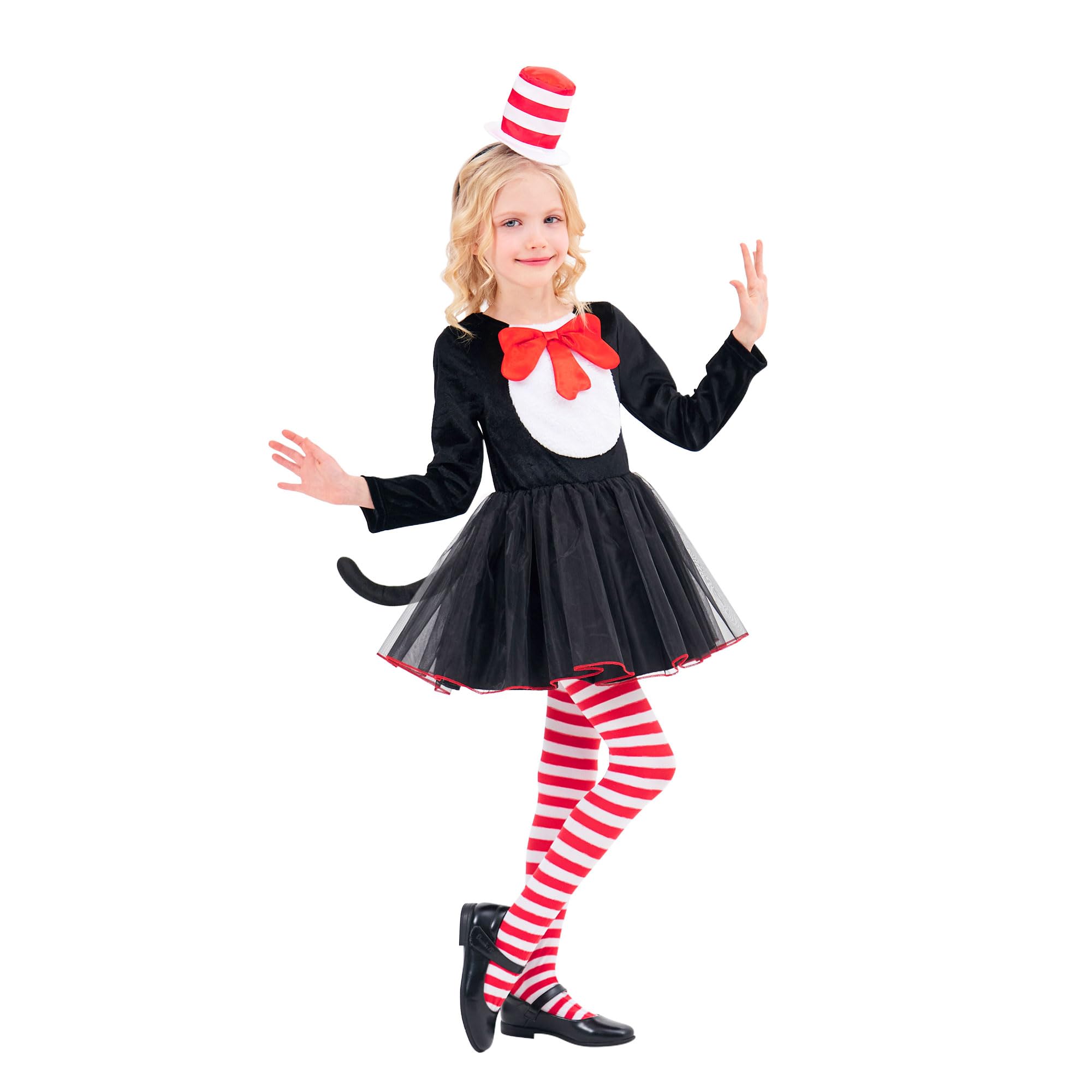 CosExpress World Book Day Costumes for Girls Cat Costumes for Kids Fancy Dress Up for Kids Story Book Character Costumes World Book Day Outfits Ideas 7-8Y