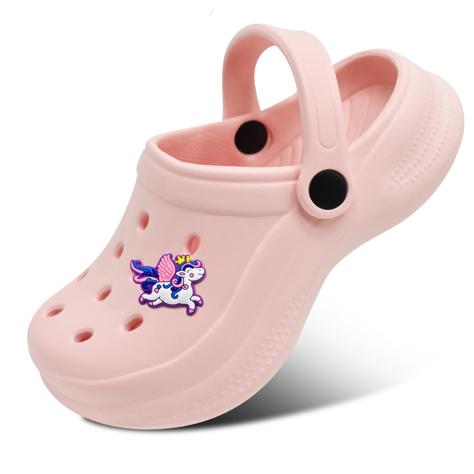 Photo 1 of Cyiecw Toddler Kids Clogs Garden Shoes for Boys Girls, Children Slip On Slides Sandals Indoor Outdoor, Kid Beach Pool Water Shoes with Non-Slip Sole Pink