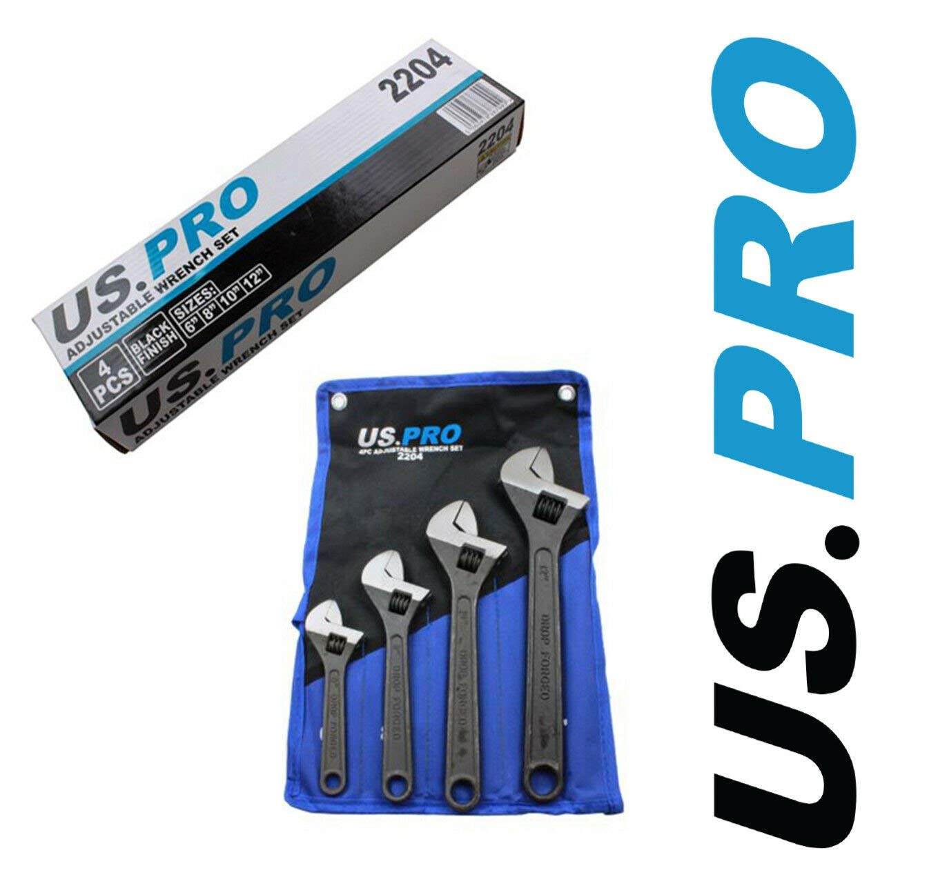 US PRO 4PC Adjustable Wrench/Shifting Spanner Set 6" 8" 10" 12" - 2204