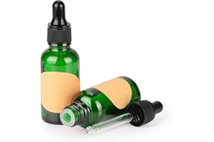 stonylab 2-Pack Glass Dropper Bottle, Empty Glass Bottle with Glass Dropper, Inner Plug and Label for Essential Oils Aromathe