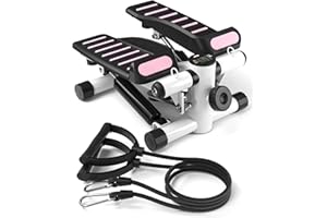 DAEYEGIM Mini Stepper for Exercise Stair Stepper for Exercises - Twist Stepper with Resistance Bands and 330lbs Weight Capacity - Pink