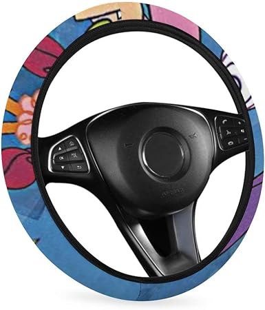Amazon パワーパフガールズ キャラ イラスト ハンドルカバー 車用 ステアリングカバー 触感よく 滑り止め 汚れ防止 軽自動車 普通車 ステアリングホイールカバー 38cm 多車種適応 四季汎用 ハンドルカバー 車 バイク