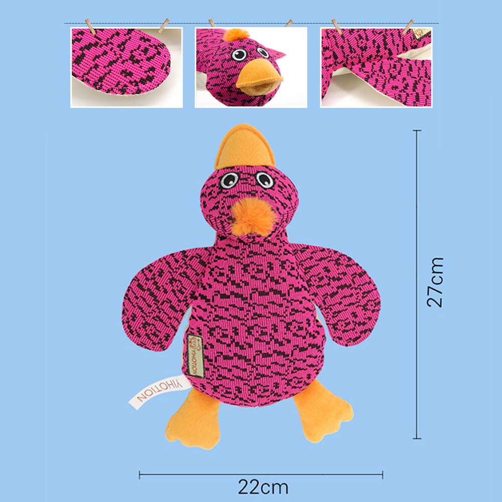 AXEN Cute Flyknit Durable Squeaky Duck Shaped Dog Toy for Aggressive Chewers, Pink Duck