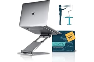 Lifelong Ergonomic Adjustable Laptop Stand for Desk - Height Up to 20" Portable Computer Laptop Riser Holder, Fits All MacBook Air & 10 15 17 Inches Laptops, Back to School Gift for Men & Women