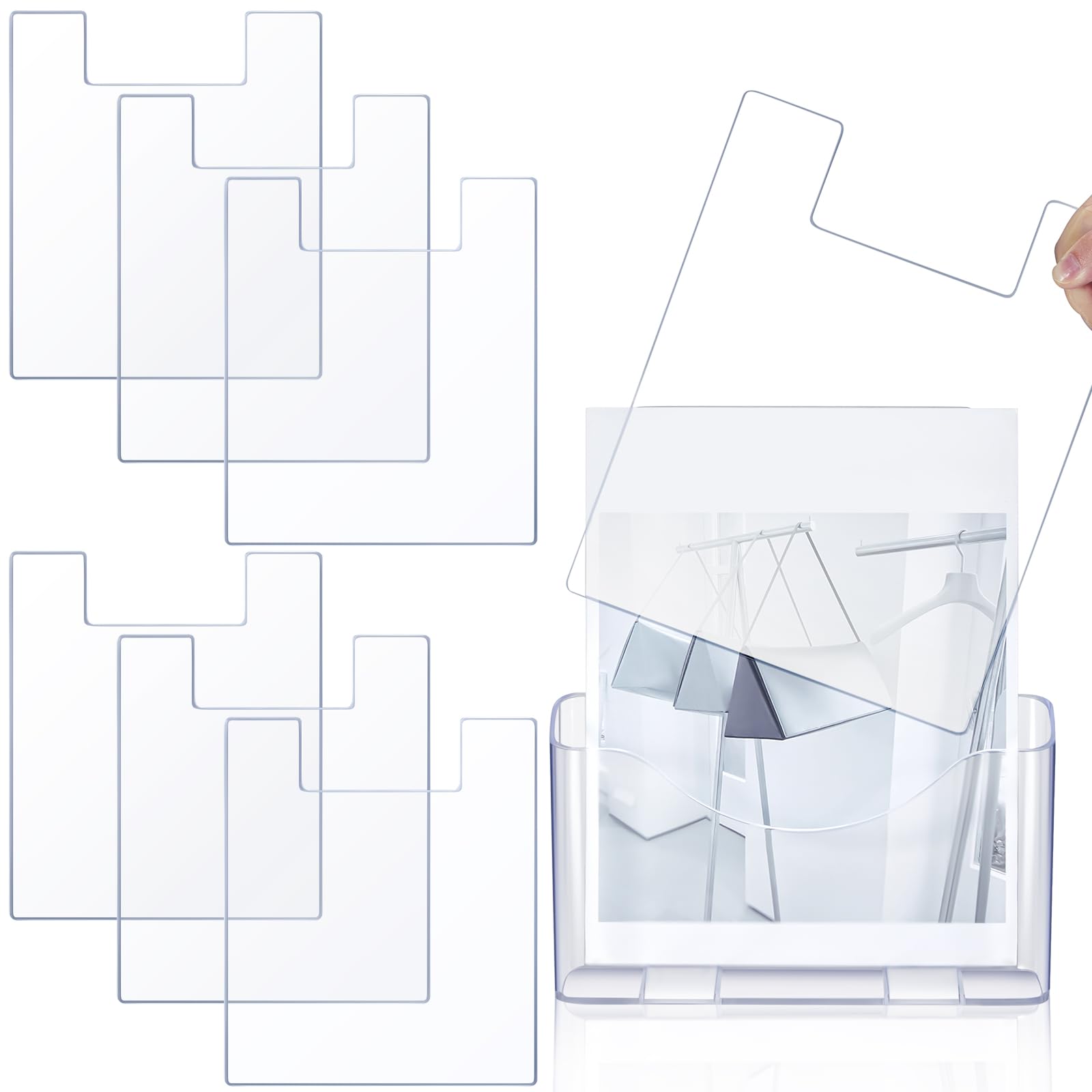 Photo 1 of 8'' x 10'' Clear Acrylic Literature Shield for 8. 5'' x 11'' Brochure Magazine Holders Clear Brochure Holders Shield to Keep Papers from Falling Forward for Marketing Store Shopping Office(6 Pcs)