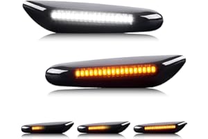 Gempro Switchback Sequential Amber& White LED Side Marker Lights Turn Signal Lamps for BMW E84 E81 E82 E87 E88 E90 E91 E92 E93 E46 E53 X3 E83 X1 Smoke Len, 2PCS