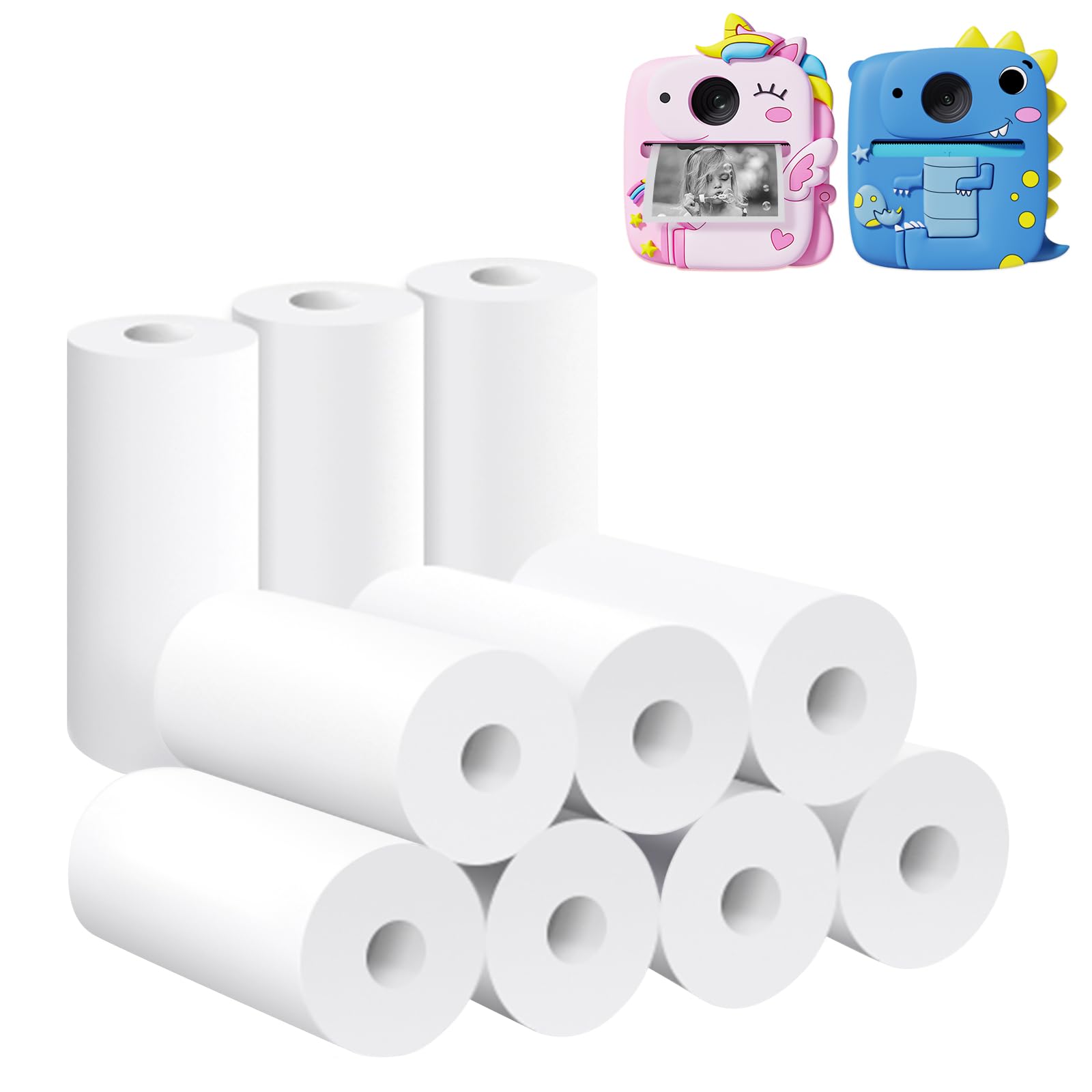 Manttely 10 Rolls Photo Papers for Kids Camera Instant Print, Printing Camera Refill Thermal Papers, BPA Free