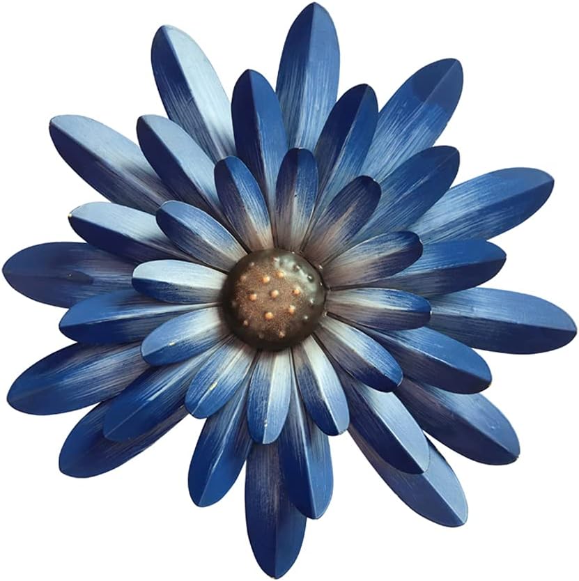 Plaques & Wall Art - LIFFY Blue Metal Flower Wall Decor,20