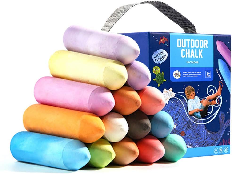 Jumbo Pavement Chalks, Sidewalk Chalk for Kids Toddlers, Outdoor Side Walk Outside Driveway Drawing Pen, Non-Toxic Dustless 20PC Coloured Chalk, Giant Street Chalks - Fun Art Game
